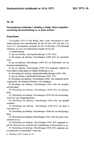 Omslaget till bet. 1971:SkU16
