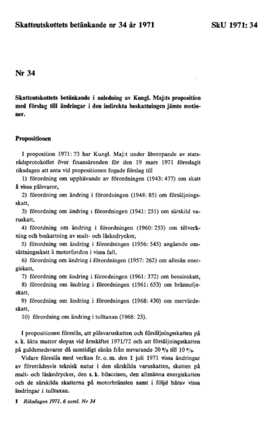 Omslaget till bet. 1971:SkU34