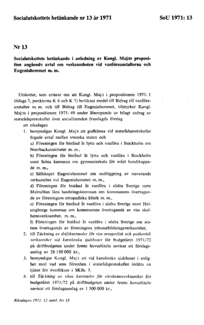 Omslaget till bet. 1971:SoU13