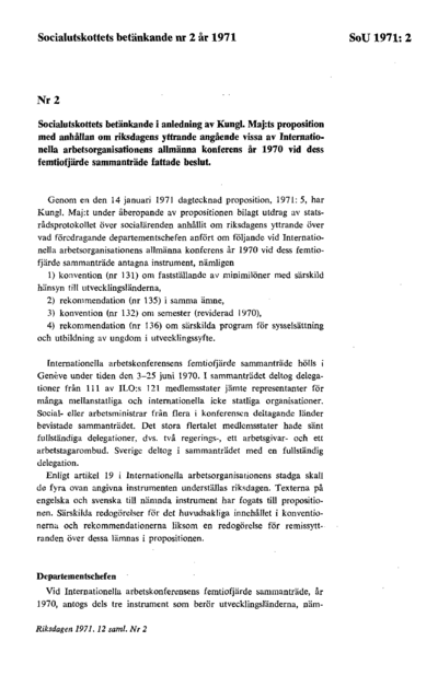 Omslaget till bet. 1971:SoU2