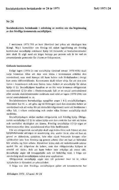 Omslaget till bet. 1971:SoU24