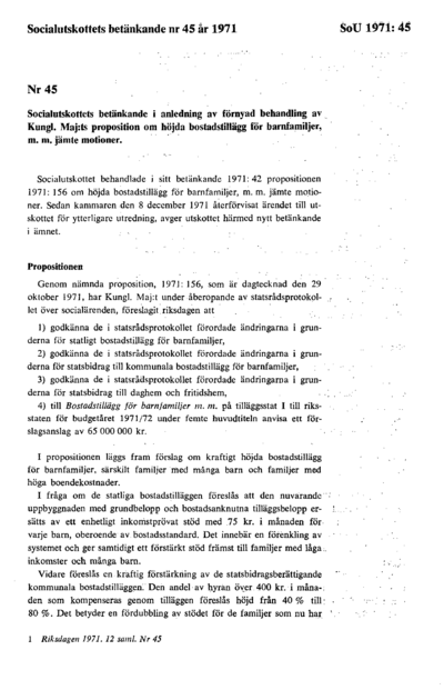 Omslaget till bet. 1971:SoU45