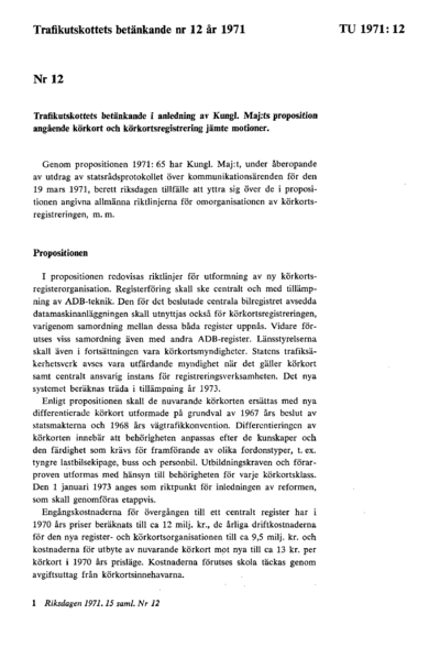 Omslaget till bet. 1971:TU12