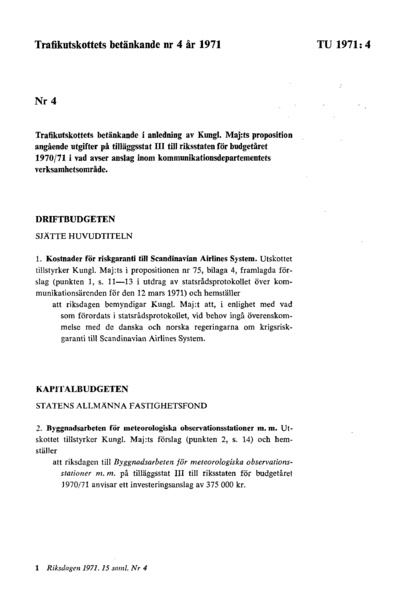 Omslaget till bet. 1971:TU4