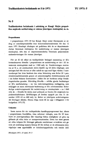 Omslaget till bet. 1971:TU5