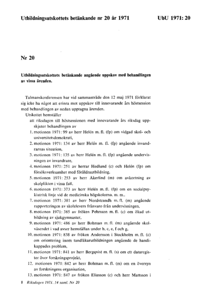 Omslaget till bet. 1971:UbU20