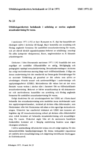Omslaget till bet. 1971:UbU23