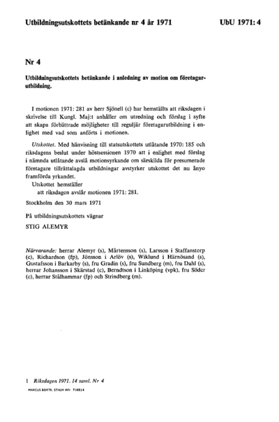 Omslaget till bet. 1971:UbU4