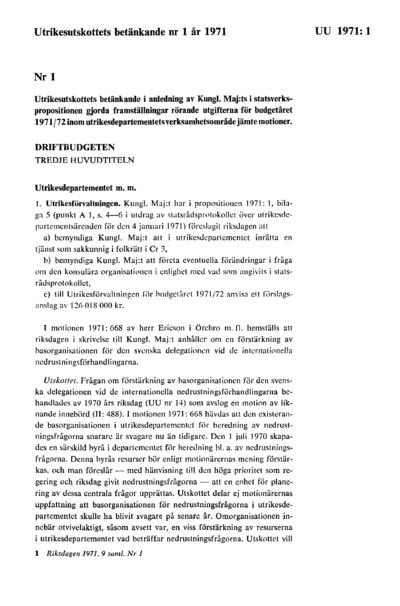 Omslaget till bet. 1971:UU1