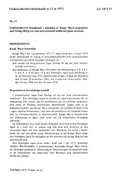 Omslaget till bet. 1971:UU11