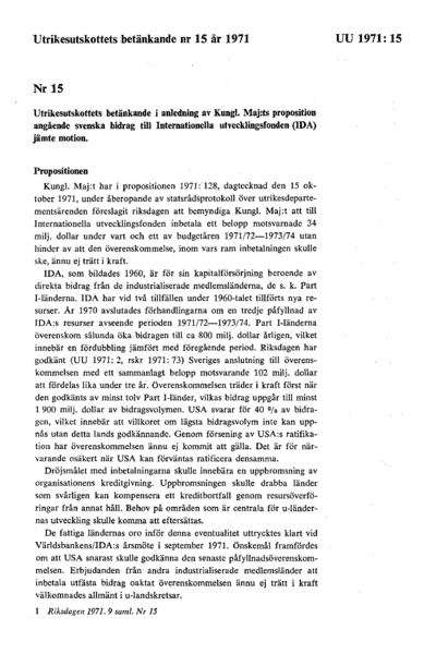 Omslaget till bet. 1971:UU15