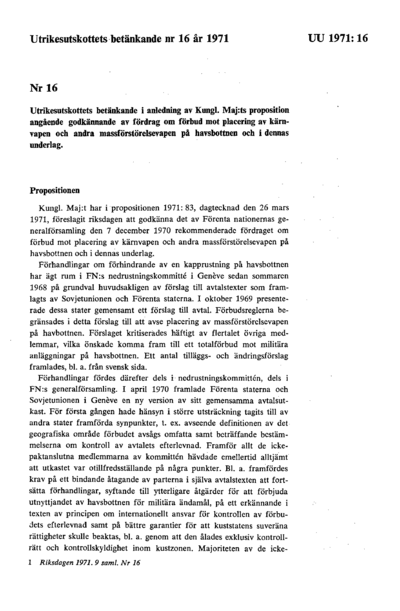 Omslaget till bet. 1971:UU16