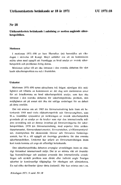 Omslaget till bet. 1971:UU18