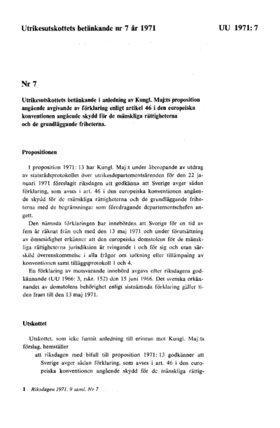 Omslaget till bet. 1971:UU7
