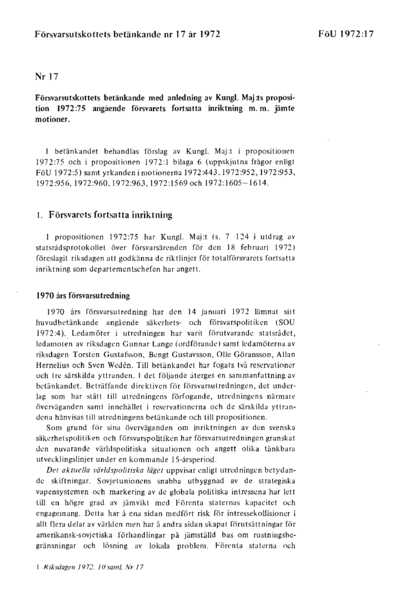 Omslaget till bet. 1972:FöU17