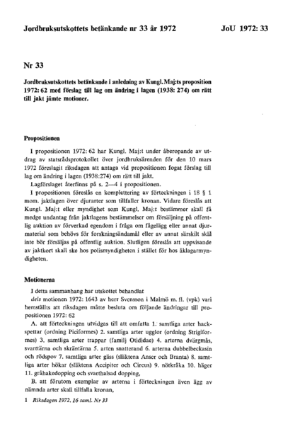 Omslaget till bet. 1972:JoU33