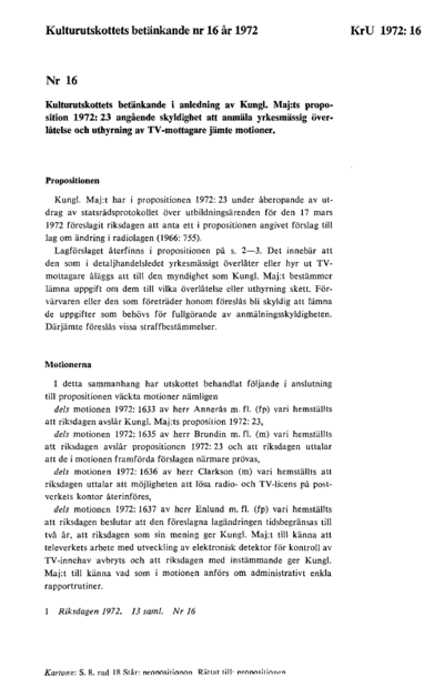 Omslaget till bet. 1972:KrU16