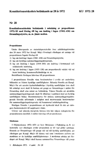 Omslaget till bet. 1972:KU28