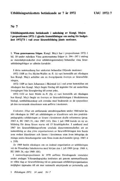 Omslaget till bet. 1972:UbU7