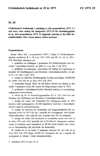 Omslaget till bet. 1973:CU19