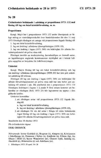 Omslaget till bet. 1973:CU28