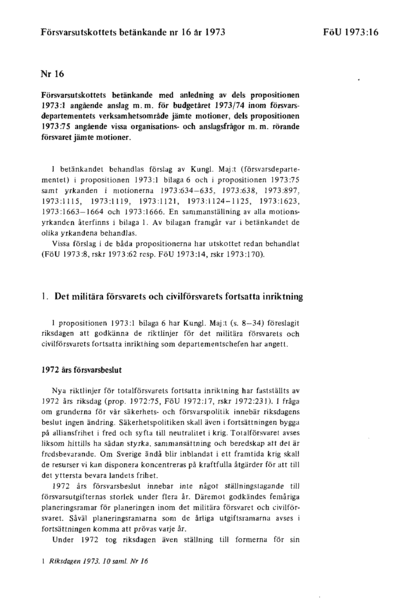 Omslaget till bet. 1973:FöU16