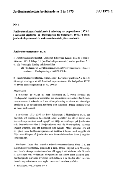 Omslaget till bet. 1973:JoU1