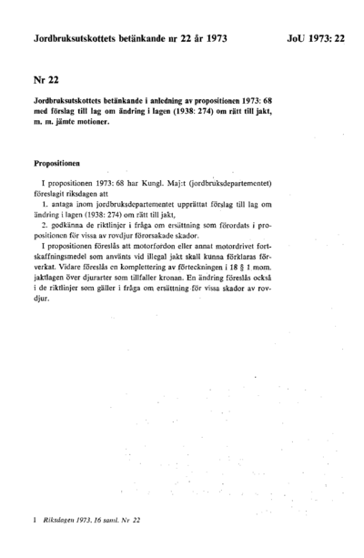Omslaget till bet. 1973:JoU22