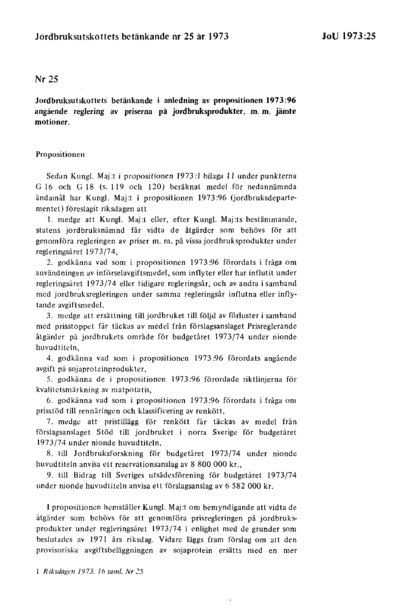 Omslaget till bet. 1973:JoU25