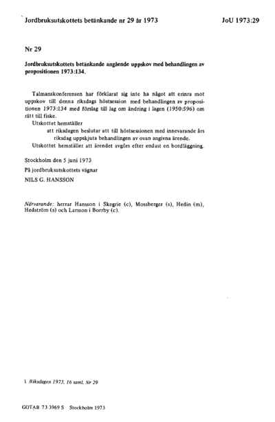 Omslaget till bet. 1973:JoU29