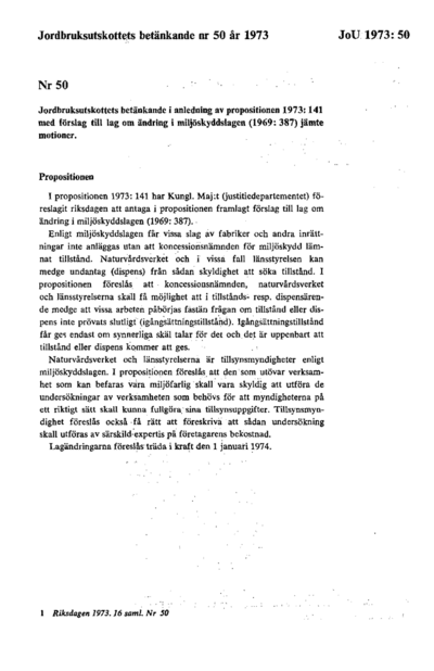 Omslaget till bet. 1973:JoU50