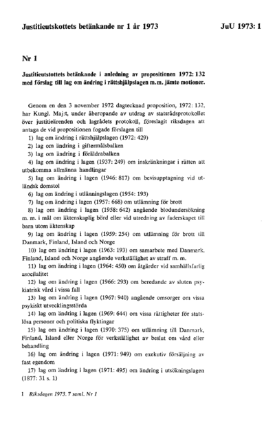 Omslaget till bet. 1973:JuU1