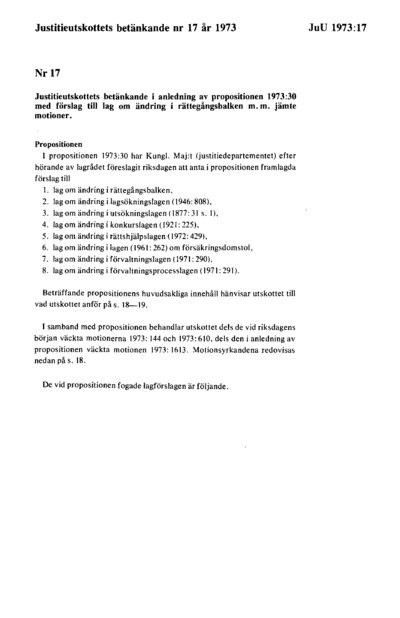 Omslaget till bet. 1973:JuU17