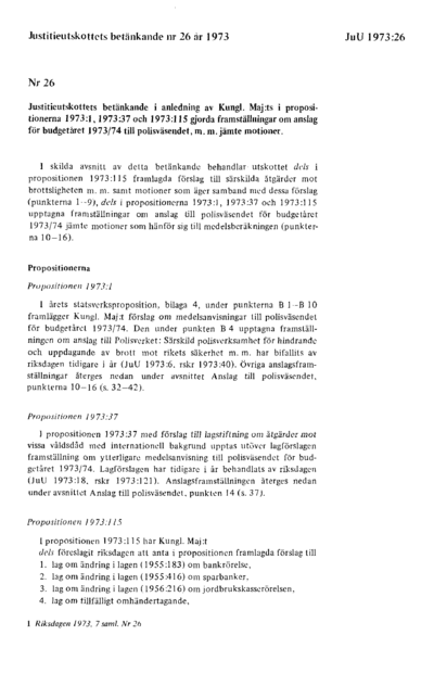Omslaget till bet. 1973:JuU26