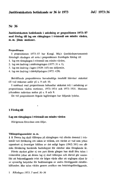 Omslaget till bet. 1973:JuU36