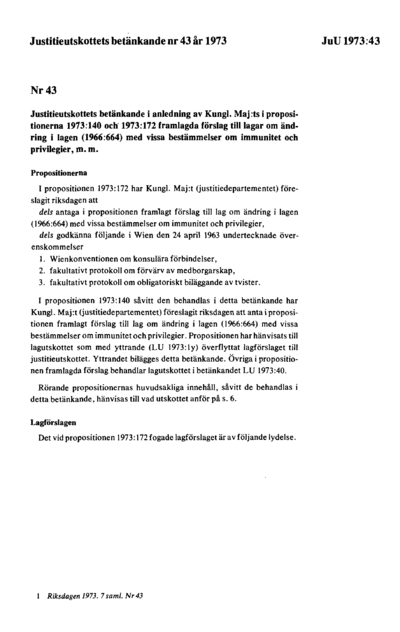 Omslaget till bet. 1973:JuU43