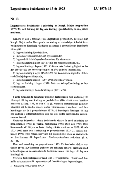 Omslaget till bet. 1973:LU13