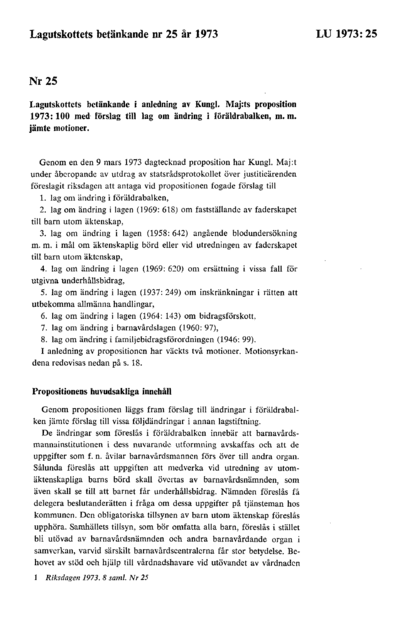 Omslaget till bet. 1973:LU25