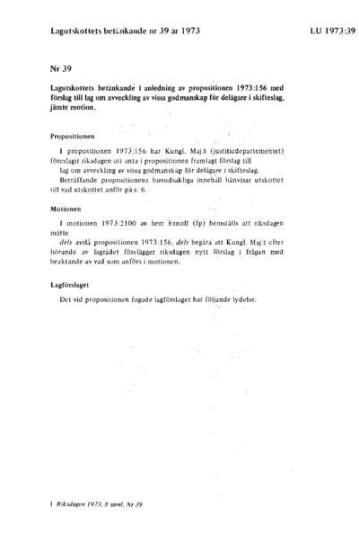 Omslaget till bet. 1973:LU39