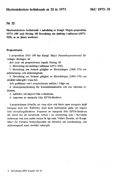 Omslaget till bet. 1973:SkU32