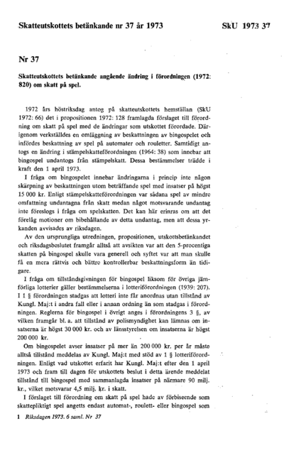 Omslaget till bet. 1973:SkU37