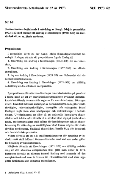 Omslaget till bet. 1973:SkU62