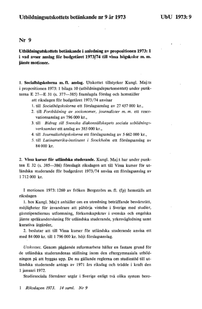 Omslaget till bet. 1973:UbU9