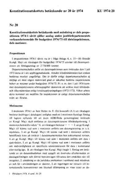 Omslaget till bet. 1974:KU20