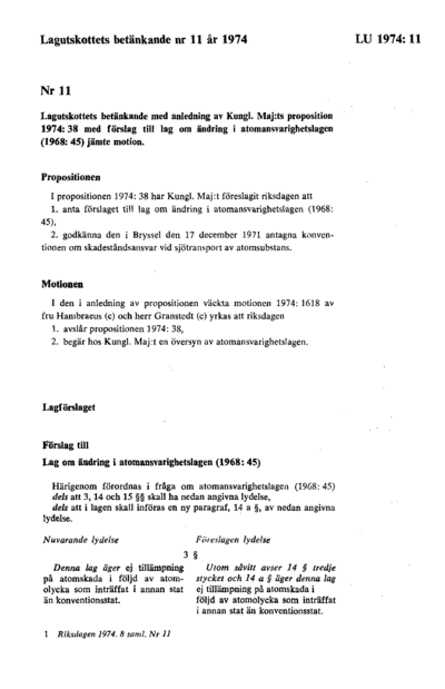 Omslaget till bet. 1974:LU11