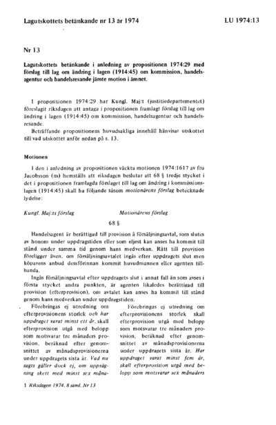 Omslaget till bet. 1974:LU13