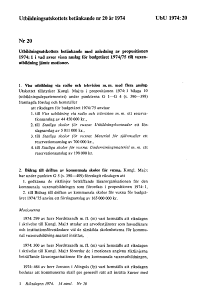 Omslaget till bet. 1974:UbU20