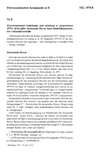 Omslaget till bet. 1975:FöU8