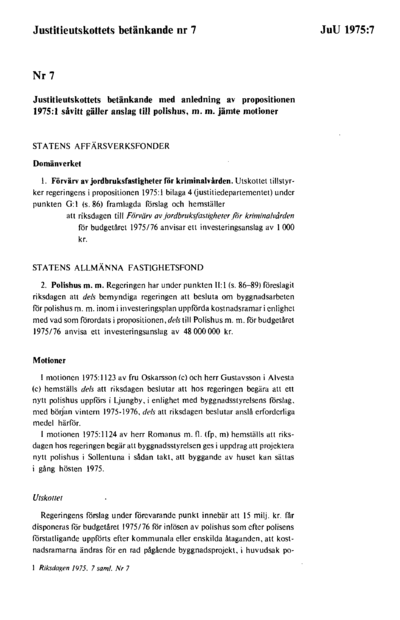 Omslaget till bet. 1975:JuU7