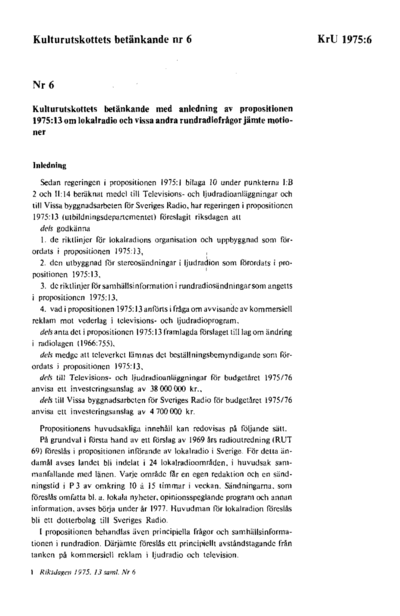 Omslaget till bet. 1975:KrU6